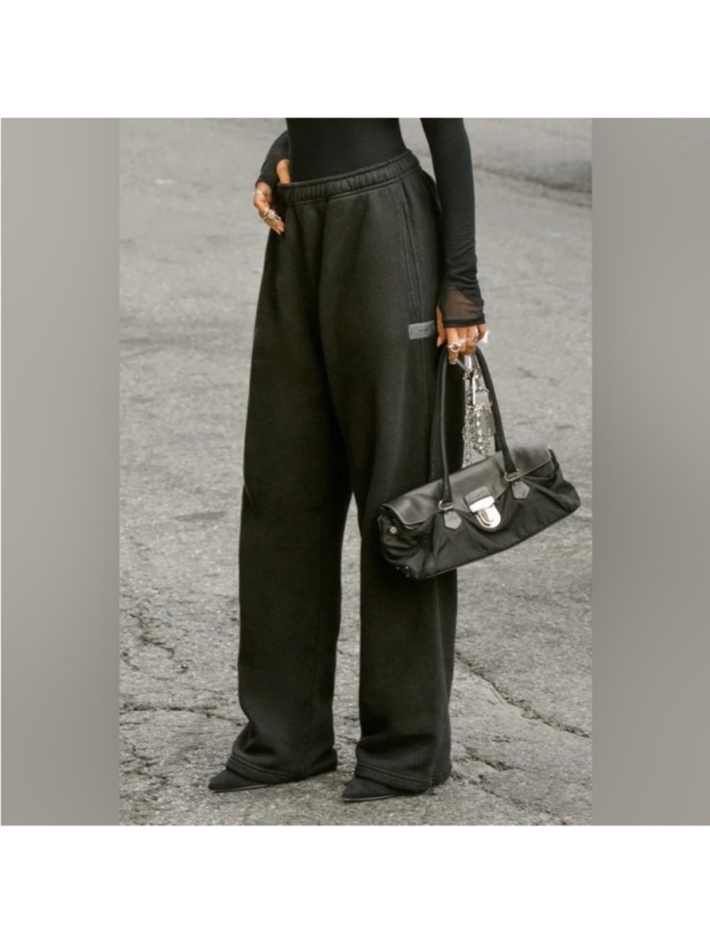 Joah Brown Oversized Straight Leg Jogger Black French Terry M/L